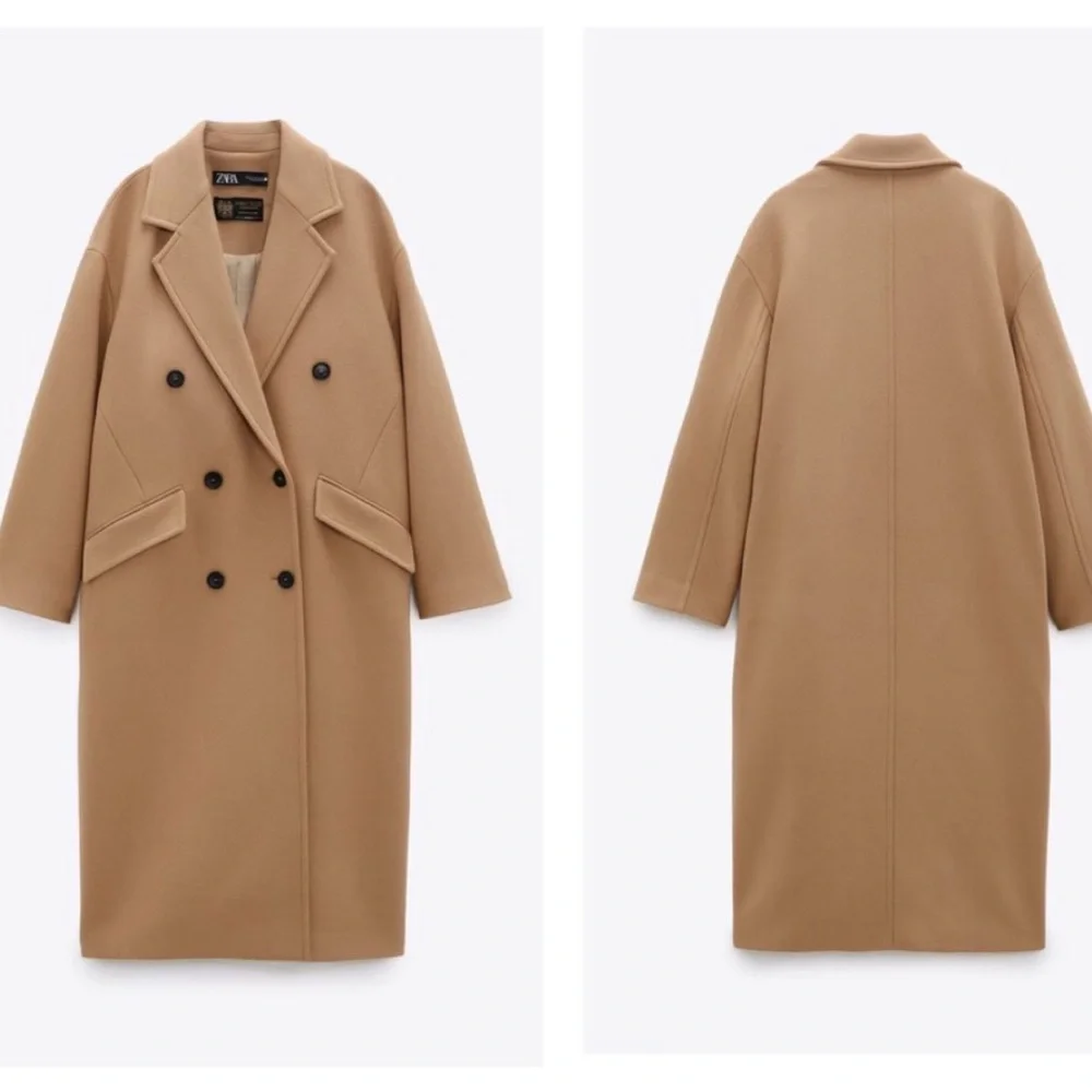 Zara Manteco Coat oversized camel wool  double breasted Size XS - Picture 4 of 11